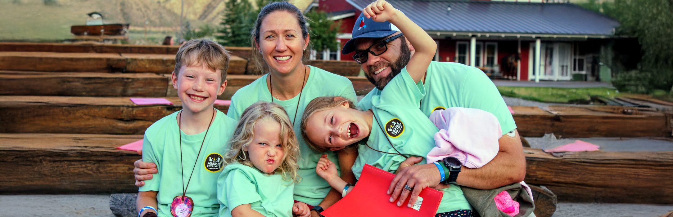 Family of campers at Roundup River Ranch