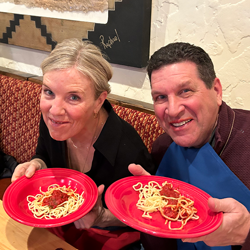 Roundup River Ranch supporters at no-hands spaghetti dinner