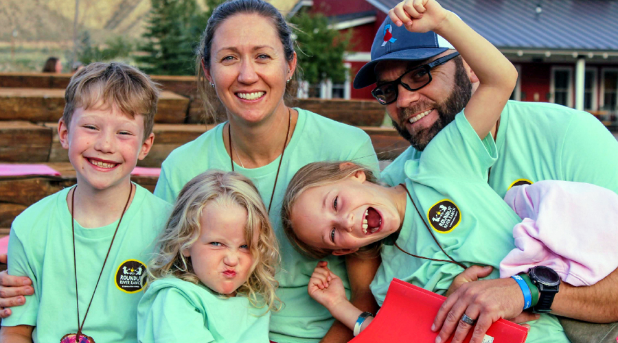 Family of campers at Roundup River Ranch